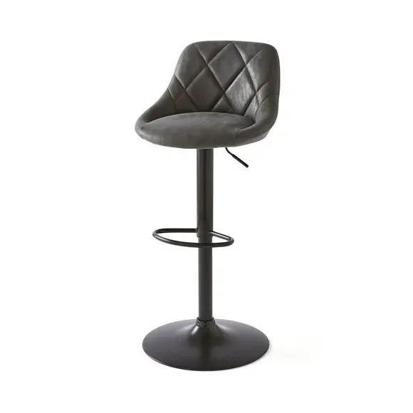 Adjustable Height Barstool - Grey, Faux Suede