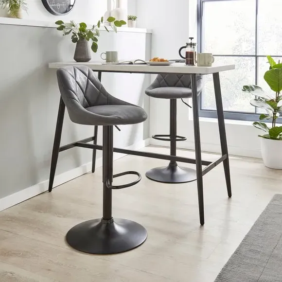 Adjustable Height Barstool - Grey, Faux Suede