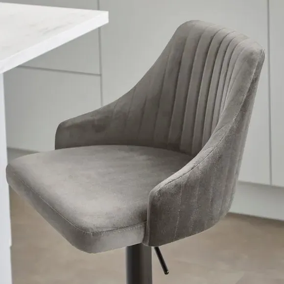 Adjustable Height Barstool - Grey, Velvet