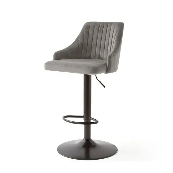 Adjustable Height Barstool - Grey, Velvet