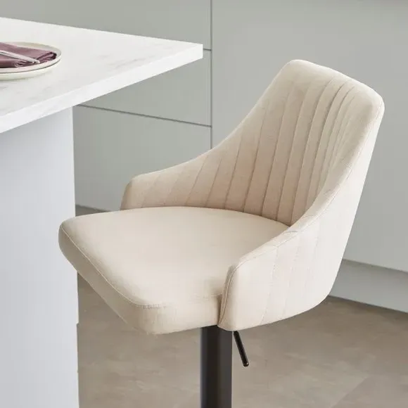 Adjustable Height Barstool - Natural, Fabric