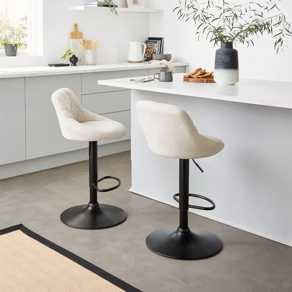 Adjustable Height Barstool - Natural, Fabric