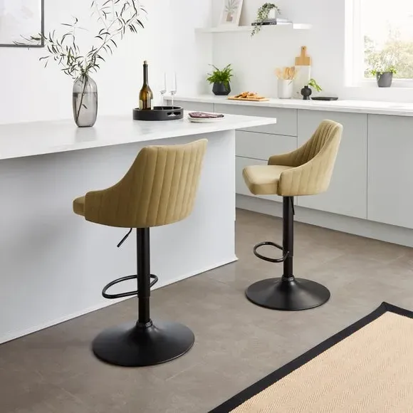 Adjustable Height Barstool - Olive, Velvet