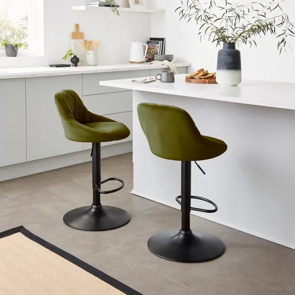 Adjustable Height Barstool - Olive, Velvet