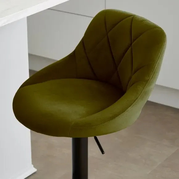Adjustable Height Barstool - Olive, Velvet