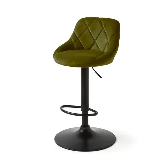 Adjustable Height Barstool - Olive, Velvet
