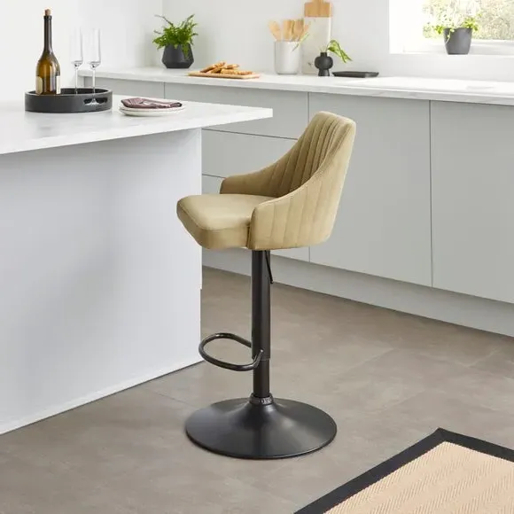 Adjustable Height Barstool - Olive, Velvet