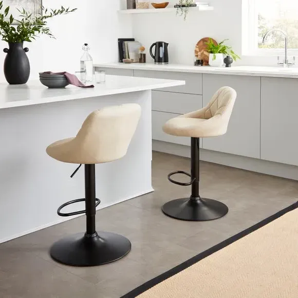 Adjustable Height Barstool Quilted - Mink, Faux Leather