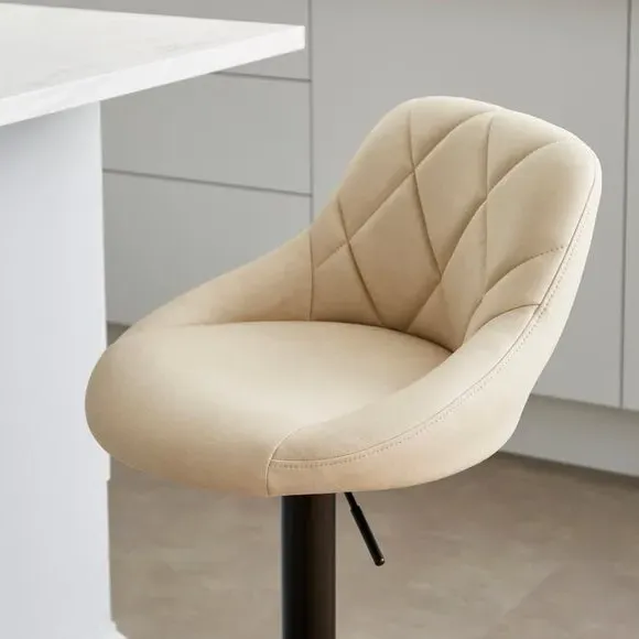 Adjustable Height Barstool Quilted - Mink, Faux Leather