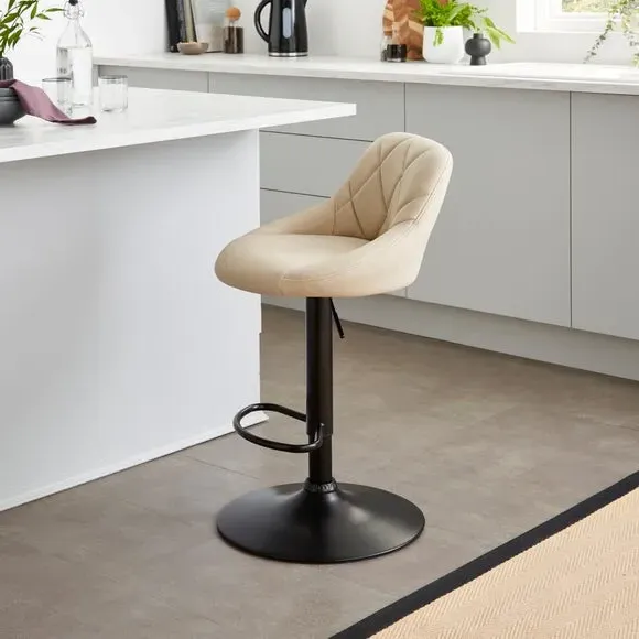 Adjustable Height Barstool Quilted - Mink, Faux Leather image