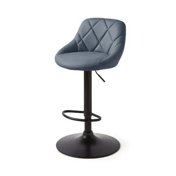 Adjustable Height Barstool Quilted - Navy, Faux Leather