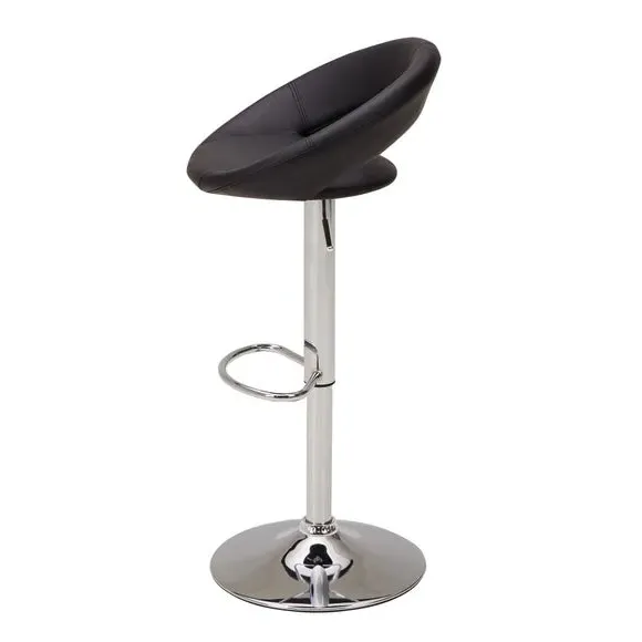 Adjustable Height Swivel Bar Stool - Black, Faux Leather