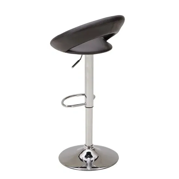 Adjustable Height Swivel Bar Stool - Black, Faux Leather