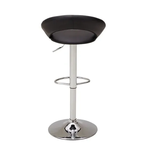 Adjustable Height Swivel Bar Stool - Black, Faux Leather