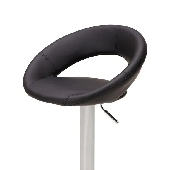 Adjustable Height Swivel Bar Stool - Black, Faux Leather