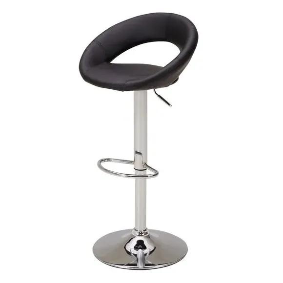 Adjustable Height Swivel Bar Stool - Black, Faux Leather image