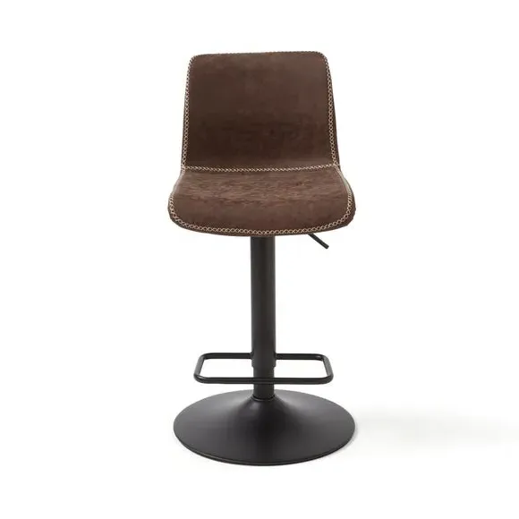 Adjustable Height Swivel Bar Stool - Brown, Faux Leather