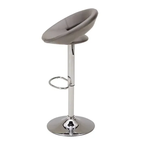 Adjustable Height Swivel Bar Stool - Grey, Faux Leather
