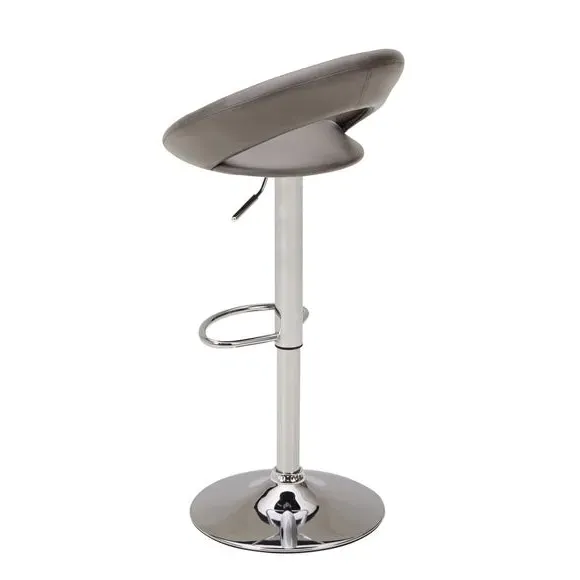 Adjustable Height Swivel Bar Stool - Grey, Faux Leather