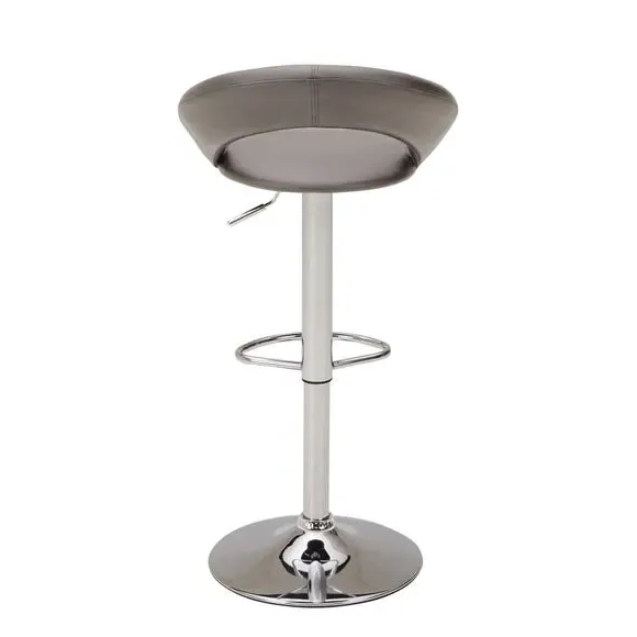 Adjustable Height Swivel Bar Stool - Grey, Faux Leather