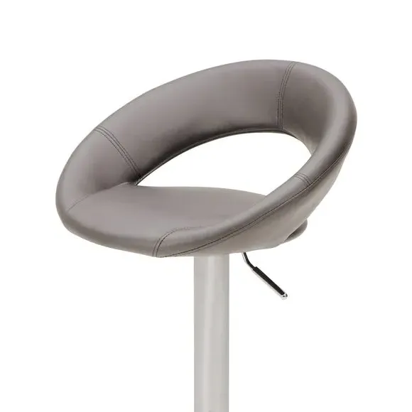 Adjustable Height Swivel Bar Stool - Grey, Faux Leather