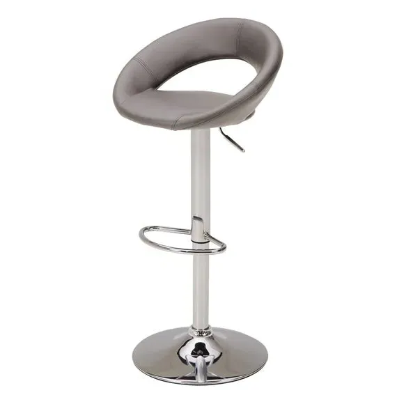 Adjustable Height Swivel Bar Stool - Grey, Faux Leather