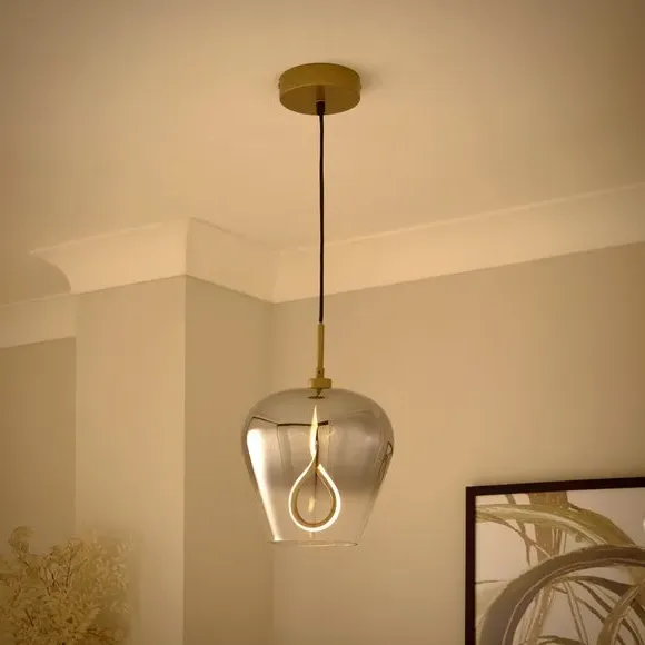 Adjustable LED Pendant Light - Gold, Glass
