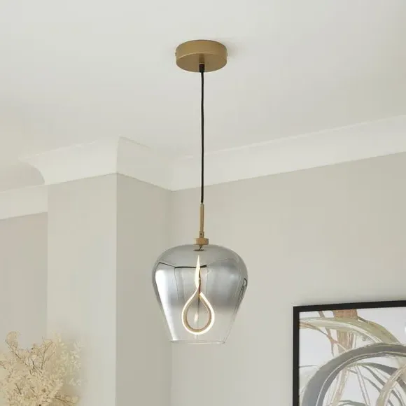 Adjustable LED Pendant Light - Gold, Glass image