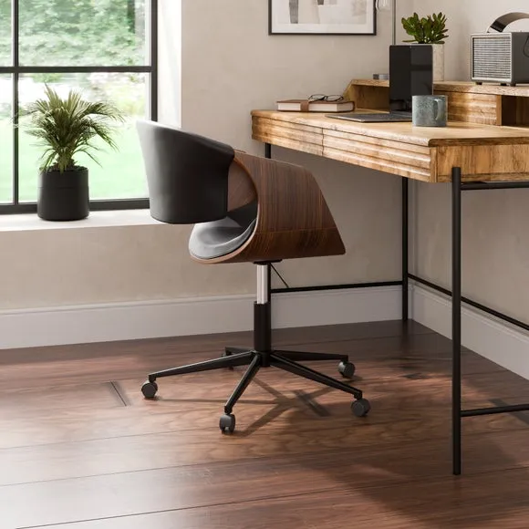 Adjustable Office Chair - Black, Faux Leather