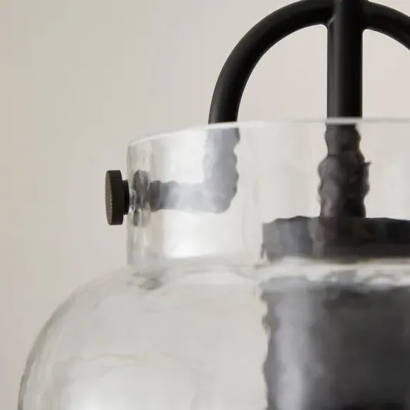 Adjustable Pendant Light - Black, Mottled Glass
