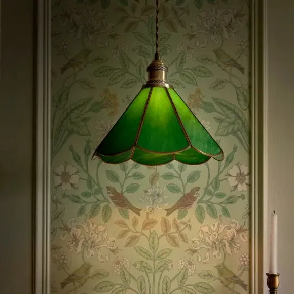 Adjustable Pendant Light - Green, Glass