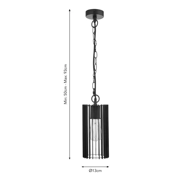 Adjustable Pendant Light Industrial - Black, Metal