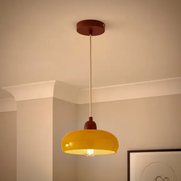 Adjustable Pendant Light - Orange, Glass