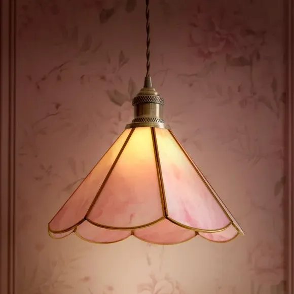 Adjustable Pendant Light - Pink, Glass