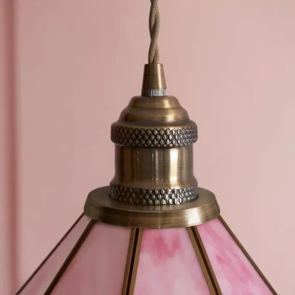 Adjustable Pendant Light - Pink, Glass