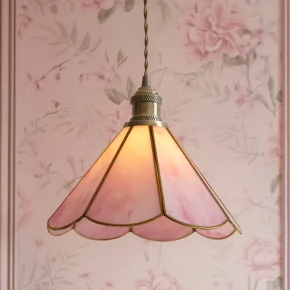 Adjustable Pendant Light - Pink, Glass