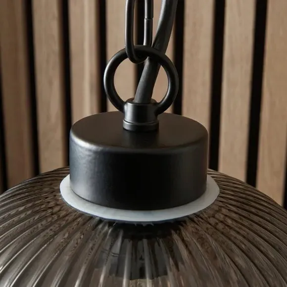 Adjustable Pendant Light Ribbed - Black, Glass
