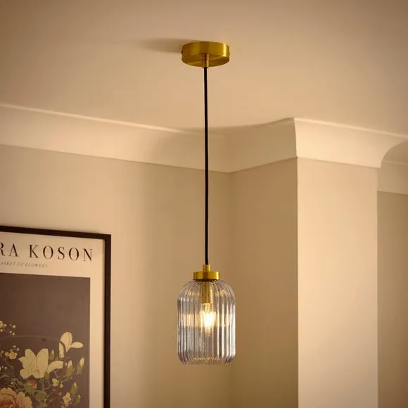 Adjustable Pendant Light Ribbed - Navy