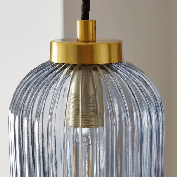 Adjustable Pendant Light Ribbed - Navy