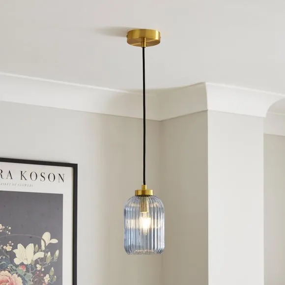 Adjustable Pendant Light Ribbed - Navy image