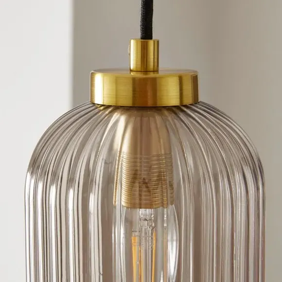 Adjustable Pendant Light Ribbed - Smoke