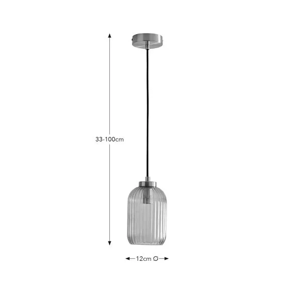 Adjustable Pendant Light Ribbed - Smoke