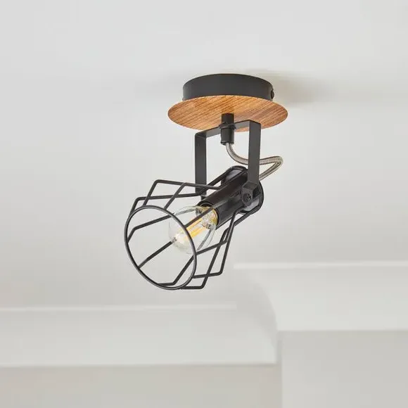 Adjustable Spotlight Wall Light - Black, Metal