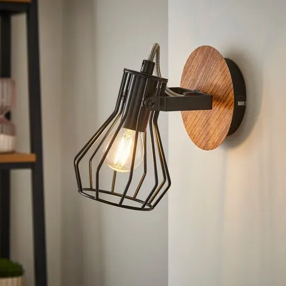 Adjustable Spotlight Wall Light - Black, Metal image