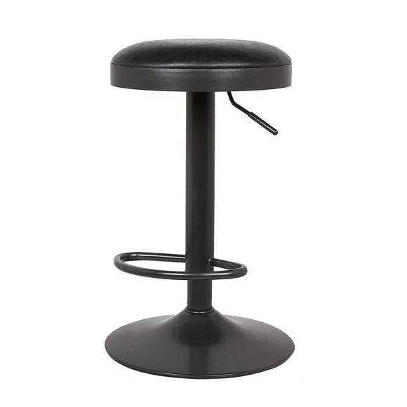 Adjustable Swivel Bar Stool - Black, Faux Leather