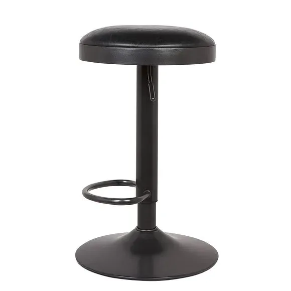 Adjustable Swivel Bar Stool - Black, Faux Leather
