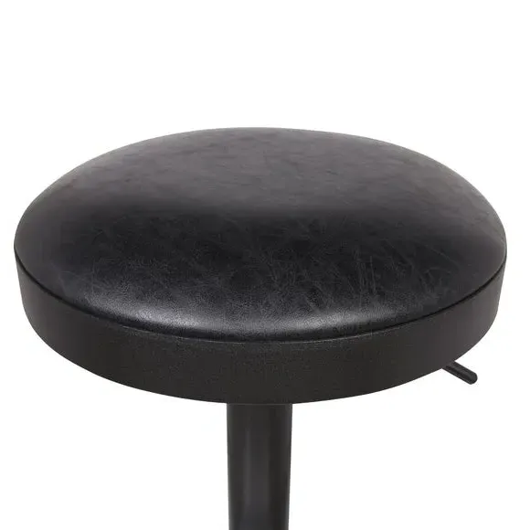 Adjustable Swivel Bar Stool - Black, Faux Leather