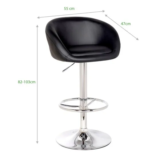 Adjustable Swivel Bar Stool - Black, Faux Leather
