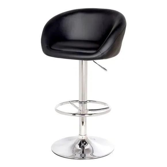 Adjustable Swivel Bar Stool - Black, Faux Leather image