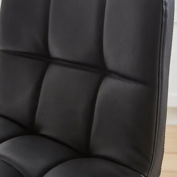 Adjustable Swivel Bar Stool - Black, Faux Leather